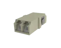 Shuttered LC Duplex Fibre Optic Adapter, Beige - Front View