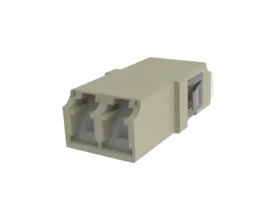 Shuttered LC Duplex Fibre Optic Adapter, Beige - Front View