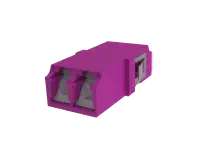 Shuttered LC Duplex Fibre Optic Adapter, Erika Violet - Front View