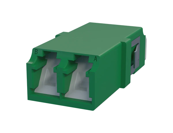 Adaptor Serat Optik Dupleks LC Berpenutup, Hijau - Tampak Depan