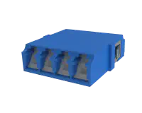Shuttered LC Quadplex Fibre Optic Adapter, Blue - Front View