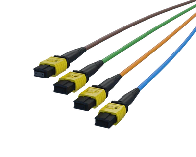 Kaki MPO-8 Upstream FlexSHUFFLE™, Berkode Warna Biru, Oranye, Hijau, dan Cokelat