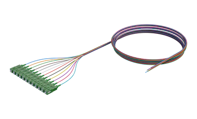 900um Buffered Single Mode Optical Fibre Pigtail, SC/APC, Coloured 12 Pack
